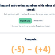 Maths Quiz with Negative Numbers